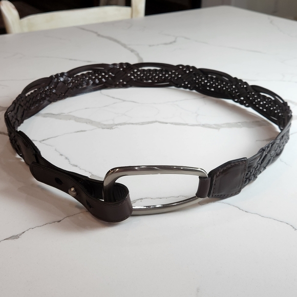 COLDWATER CREEK WIDE 100% LEATHER BRAIDED ADJUSTABLE BELT SIZE XL - Picture 1 of 6